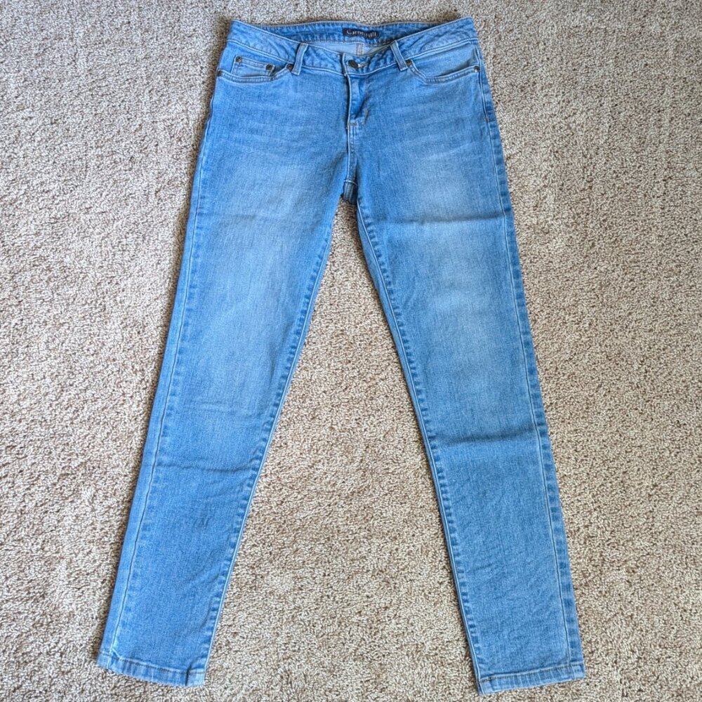 Garnet Hill Jeans Womens Sz 28P Blue Skinny Mid Rise Light Wash Stretch Casual
